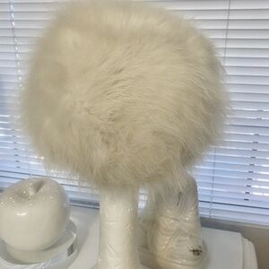 VTG. Silver Fox Fur Hat By Pelz/Birk Germany/Boho SZ Small